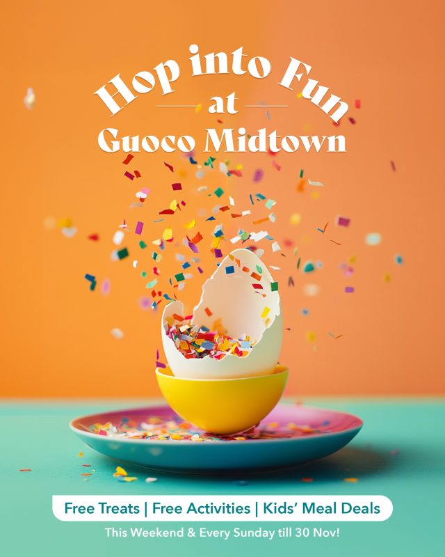 Hop into the ✨long weekend✨ mood at Guoco Midtown!� Treat your little bunnies to free goodies and enjoy kiddie meal deals every Sunday till 30 November 🐰🍽️
Psst… parents, you get free parking with a minimum spend too 😉