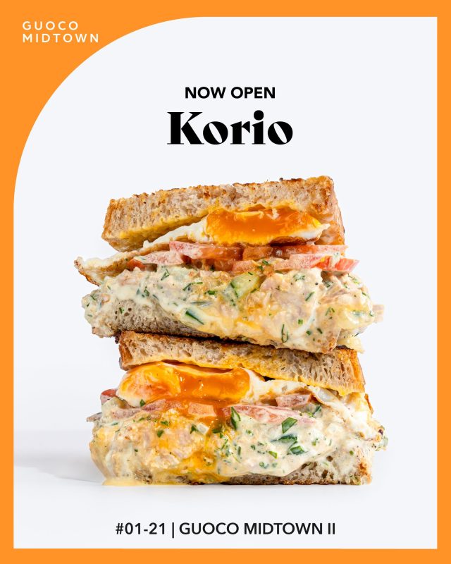 Not your average sandwich. Not your average donut.

Korio’s finally landed at Guoco Midtown II! Known for stacked sammies and cult-fave donuts glazed fresh every morning—this is your new go-to for a grab-and-go that actually hits.
Lunch plans? Sorted. 🍩🥪

#01-21, Guoco Midtown II, Tan Quee Lan

#KorioSG #GuocoMidtownII #DonutMissThis #LetsGoGMTII #GuocoEats #MidtownCravings #MeetMeAtGMT