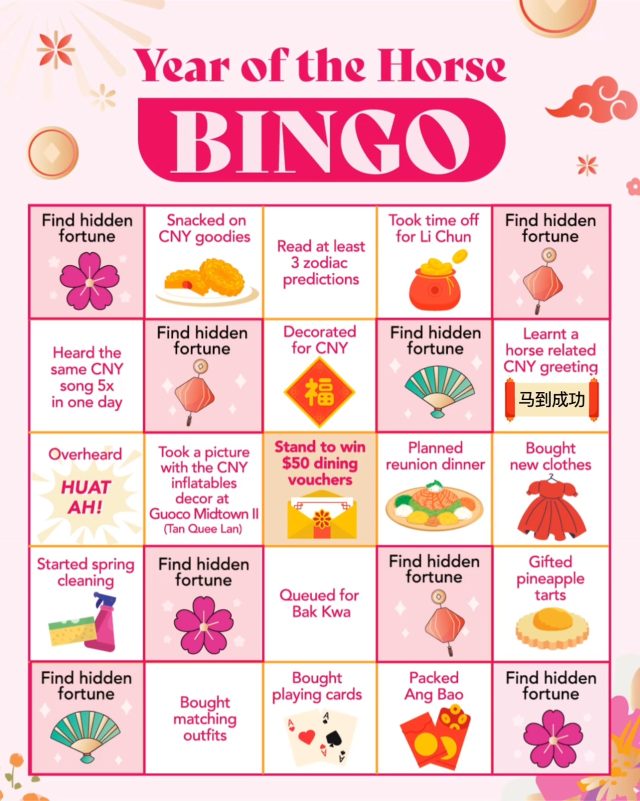 No BINGO yet? 👀 Start with the #HiddenFortune boxes and $50 dining vouchers might just HUAT your way!

#GMYCNY2026 #GuocoMidtown #GuocoMidtownII