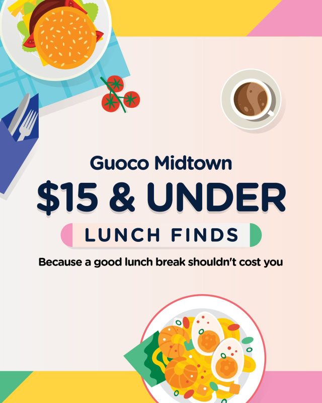 $15 and under for lunch? We love to see it 💸

These wallet-friendly picks at Guoco Midtown are here to save your lunch plans.

T&Cs apply. Prices subject to GST & service charge. Images for illustration only. Check in-store for details.

#GuocoMidtown #GuocoMidtownII #TooTastyToHandle #FoodieSG #ExploreSingapore