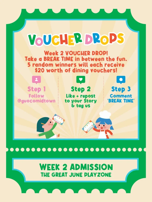 Week 2 of our voucher drop is live!

Taking a short break in between the fun? Join in and stand a chance to win $20 worth of dining vouchers 🍽️

5 winners will be selected at random, so everyone’s got a fair shot! Good Luck ⭐️

#GuocoMidtown #GuocoMidtownII