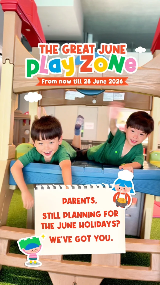 Halfway through the June holidays.

The kids are still energetic.

Looking for more ways to keep them entertained?

Good news: The Great June Play Zone is still on until 28 June!

From slime-making and doodling to hands-on workshops for budding little chefs, there’s still plenty to explore before school starts again. Simply spend $20 to unlock selected experiences.*

*Terms & conditions apply. Limited slots available.