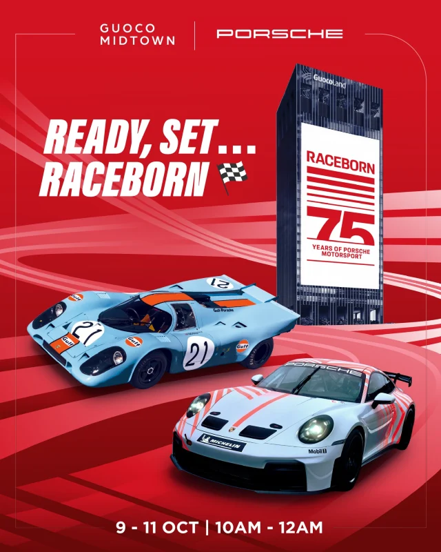 Get ready to rev up your weekend. 🏁

Raceborn Fest is coming to Guoco Midtown from 9–11 October, bringing racing experiences for both the young and young at heart.

Ready to join the action? ​￼​Head over to Guoco Midtown (Beach Road), Midtown Square and Midtown Market!

#GuocoMidtown #RacebornFest